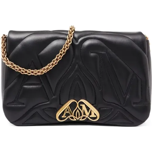 Quilted Shoulder Bag with Gold-tone Logo , female, Sizes: ONE SIZE - alexander mcqueen - Modalova