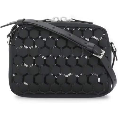 Leather Shoulder Bag with Strass Details , female, Sizes: ONE SIZE - Fabiana Filippi - Modalova