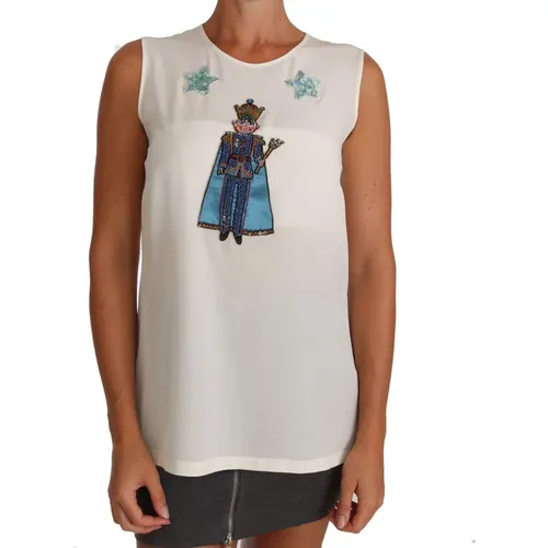 Silk Crystal Sequined Fairy T-shirt , female, Sizes: 2XS, XS, 3XS, M - Dolce & Gabbana - Modalova