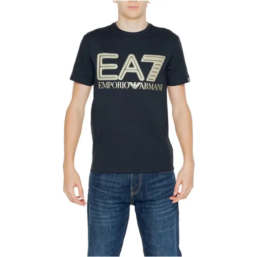 Schwarzes Bedrucktes Herren T-Shirt Frühling/Sommer , Herren, Größe: XL - Emporio Armani EA7 - Modalova