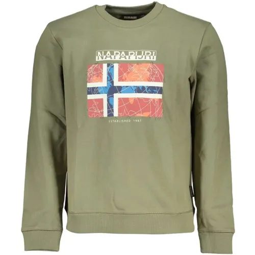 Grnes Fleece-Sweatshirt mit Rundhalsausschnitt - Napapijri - Modalova