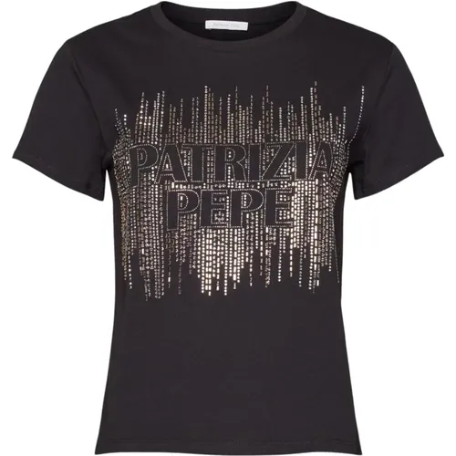 T-shirts and Polos with D MM Logo Strass , female, Sizes: S, XS - PATRIZIA PEPE - Modalova