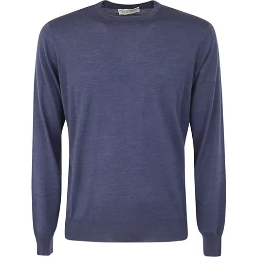 Wool Silk Cashmere Long Sleeves Crew Neck Sweater , male, Sizes: L - Filippo De Laurentiis - Modalova