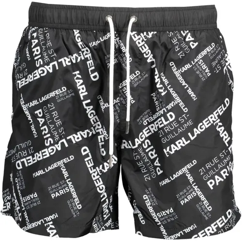 Herren Badehose Boxershorts Schwarz - Karl Lagerfeld - Modalova