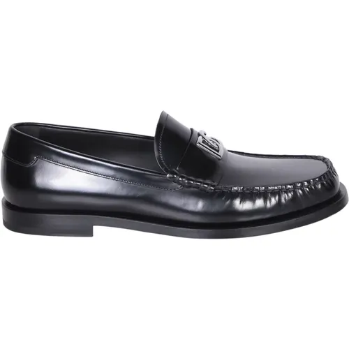 Loafers,Schwarze Loafer Schuhe mit Silbernem DG Logo,Schwarze Sandalen für Frauen - Dolce & Gabbana - Modalova