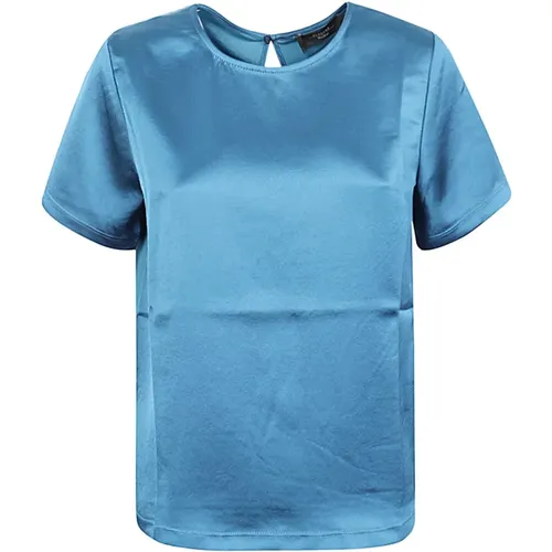 Blaues Fluid Lyocell Jersey T-Shirt , Damen, Größe: L - Max Mara Weekend - Modalova