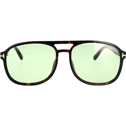 Classic Navigator Sunglasses in Havana Green , unisex, Sizes: 58 MM - Tom Ford - Modalova