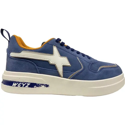 Blaue Ledersneakers Unisex , Herren, Größe: 42 EU - W6Yz - Modalova