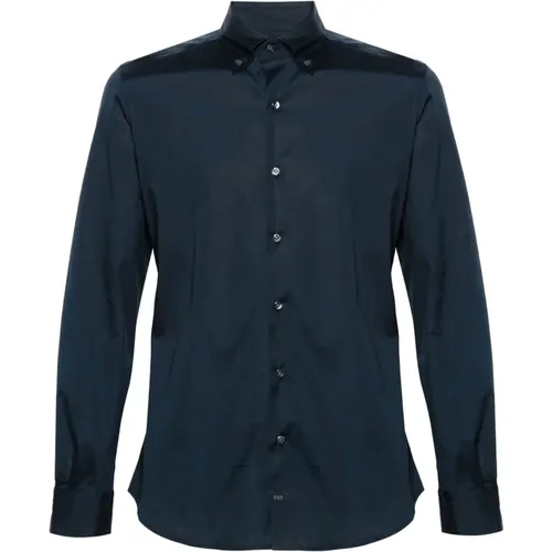 Blaues Baumwollmischung Popelinehemd , Herren, Größe: XL - Fay - Modalova