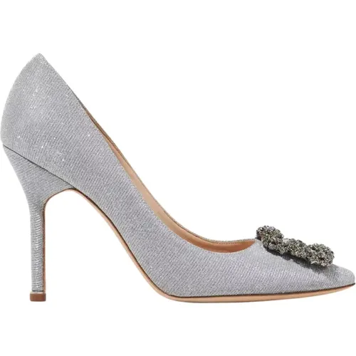 Silver glitter high heels Hangisi style , female, Sizes: 5 1/2 UK - Manolo Blahnik - Modalova