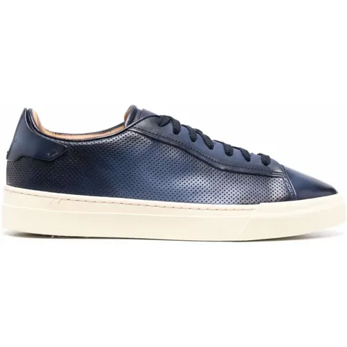 Blaue Casual Leder Sneakers Santoni - Santoni - Modalova