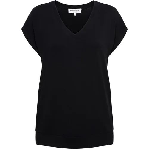 Ärmelloses V-Ausschnitt-Top in Schwarz , Damen, Größe: XL - &Co Woman - Modalova