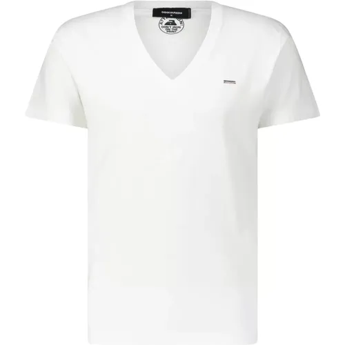 T-Shirt mit V-Ausschnitt , Herren, Größe: L - Dsquared2 - Modalova
