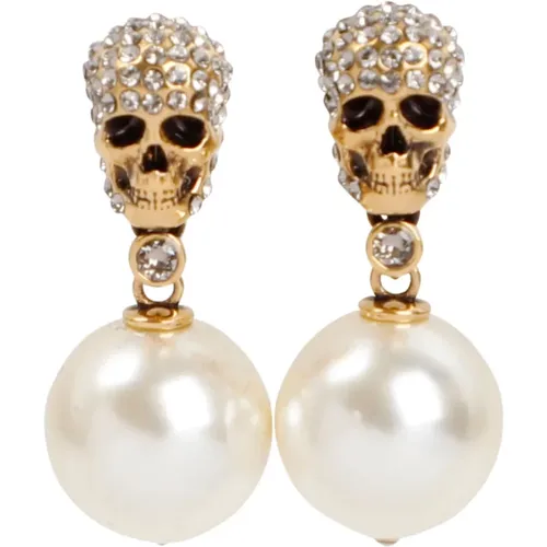 Skull Pearl Ohrringe Metallic Noos , Damen, Größe: ONE Size - alexander mcqueen - Modalova
