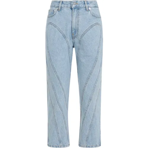 Blaue Baumwolljeans Gerades Bein , Damen, Größe: XS - Mugler - Modalova