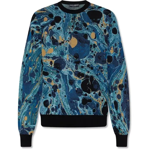 Patterned Silk Sweater for Men , male, Sizes: M - Dolce & Gabbana - Modalova