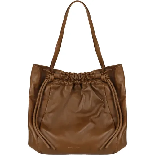 Leather Drawstring Tote with Engraved Logo , female, Sizes: ONE SIZE - Proenza Schouler - Modalova