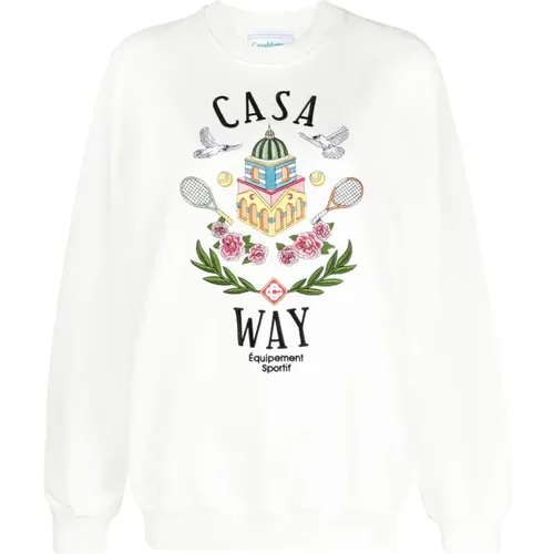 Bestickter Sweatshirt mit Retro-Motiven , Damen, Größe: S - Casablanca - Modalova
