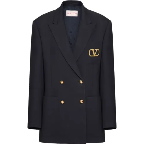 Blaue VLogo Signature Blazer Jacke - Valentino Garavani - Modalova