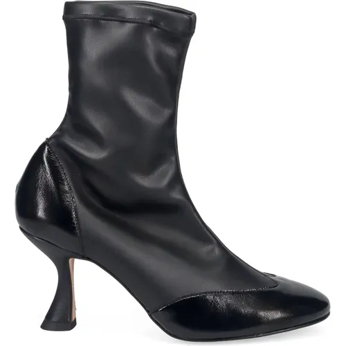 Schwarze Leder-Stiefeletten , Damen, Größe: 40 EU - Sangiorgio - Modalova