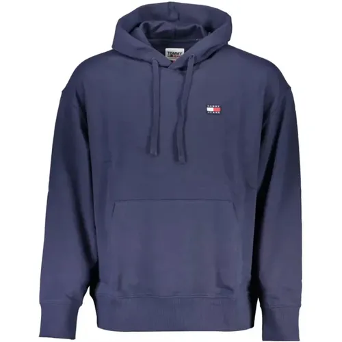 Blaues Kapuzensweatshirt mit ikonischem Stil , Herren, Größe: M - Tommy Hilfiger - Modalova