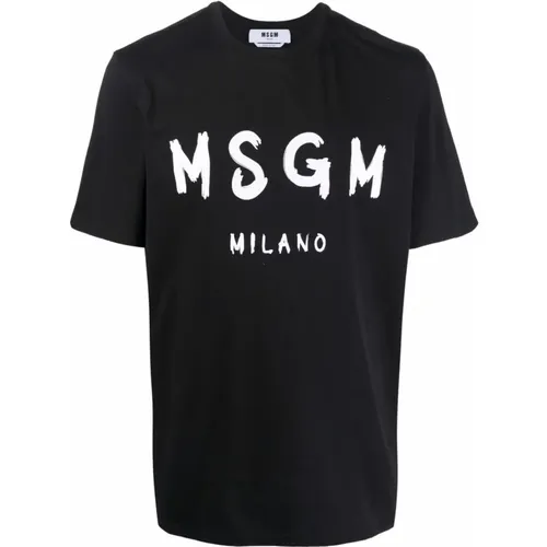 Logo-print Cotton T-shirt , male, Sizes: L, S - Msgm - Modalova