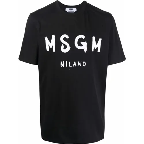 Logo-print Cotton T-shirt , male, Sizes: M, L, S - Msgm - Modalova