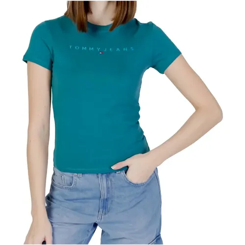 Slim Tonal Line T-Shirt , Damen, Größe: M - Tommy Jeans - Modalova