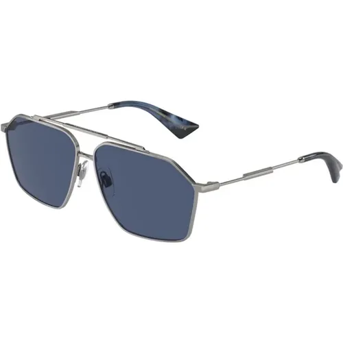 Stilvolle Graue Sonnenbrille mit Dunkelblauen Gläsern - Dolce & Gabbana - Modalova
