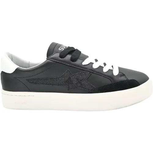 Stylish Katy Leather Sneakers in Black , female, Sizes: 6 UK, 3 UK, 8 UK, 7 UK, 4 UK, 5 UK - Sun68 - Modalova