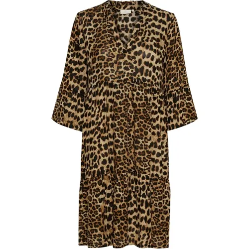 Leopard Print Dress 3/4 Sleeves , female, Sizes: 3XL - Kaffe - Modalova