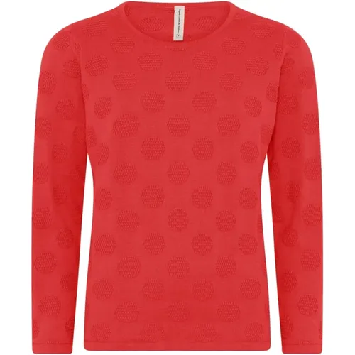 Dotted O-Neck Pullover in Lutus Pink , female, Sizes: L, XL, S, 2XL, M - Skovhuus - Modalova