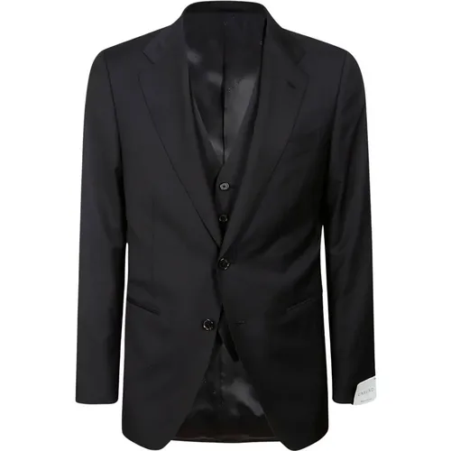Dark Suit with Matching Waistcoat , male, Sizes: S, M, L, 2XL, XL - Emanuela Caruso - Modalova