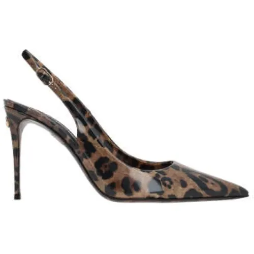 Leopard Print Slingback Heels , female, Sizes: 4 UK, 3 UK - Dolce & Gabbana - Modalova