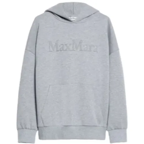 Grey Crochet Hoodie Sweater Oversized , female, Sizes: S, L, M - Max Mara - Modalova