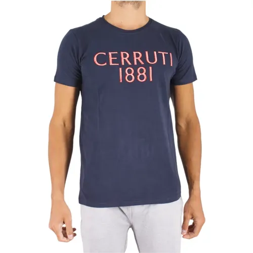 Logo Baumwoll T-Shirt - Blau , Herren, Größe: L - Cerruti 1881 - Modalova