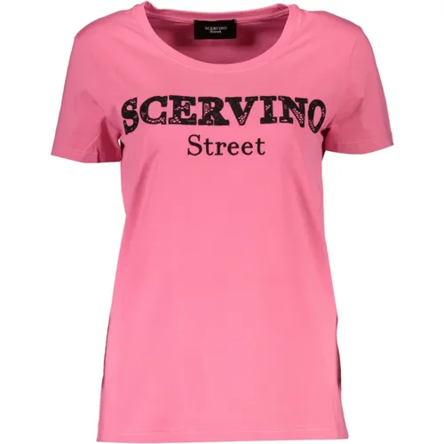 Kurzarm besticktes rosa T-Shirt , Damen, Größe: XS - Ermanno Scervino - Modalova