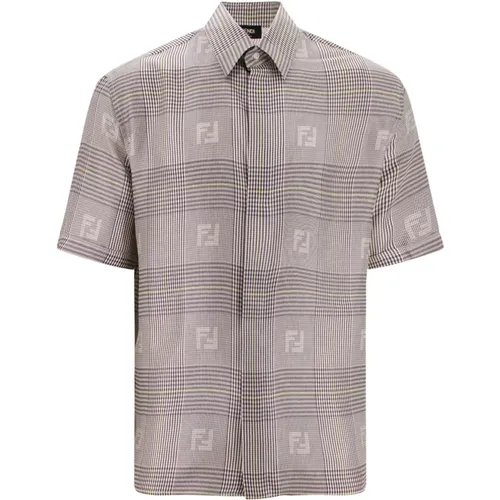 Silk Short Sleeve Shirts , male, Sizes: XL - Fendi - Modalova
