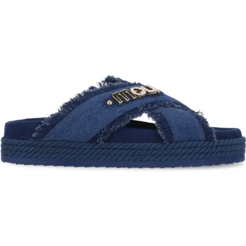 Blaue Denim Gekreuzte Band Sandalen - Mou - Modalova