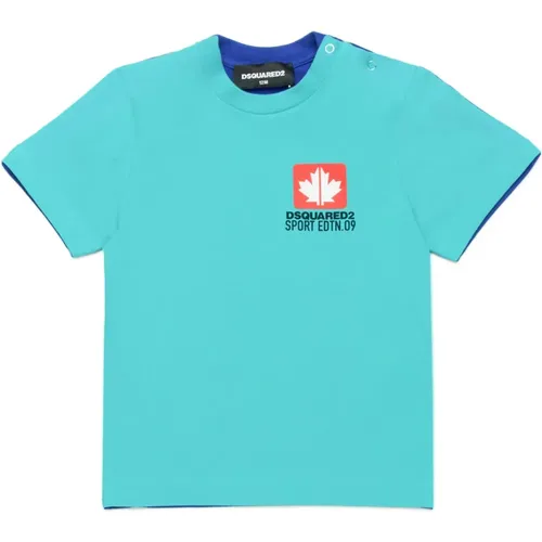 Zweifarbiges T-Shirt mit Leaf Grafik - Dsquared2 - Modalova