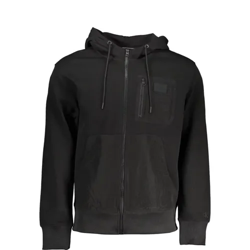 Schwarzer Zip-Hoodie Kontrastdetails Logo , Herren, Größe: S - Calvin Klein - Modalova