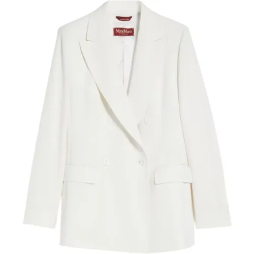 Elegant Wool Satin Double-Breasted Blazer , female, Sizes: S, XS - Max Mara Studio - Modalova