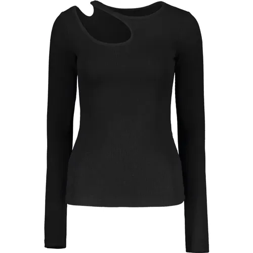 Geripptes Cut-out Jersey Top , Damen, Größe: M - LOW CLASSIC - Modalova