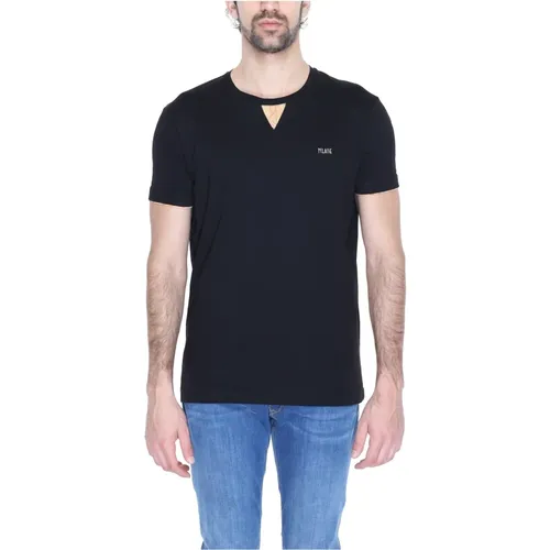 Schwarzes Baumwoll T-Shirt Kurze Ärmel Rundhals , Herren, Größe: 2XL - Alviero Martini 1a Classe - Modalova