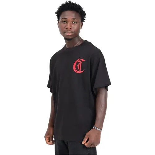 Monogramm Logo Schwarzes T-Shirt für Männer - Just Cavalli - Modalova