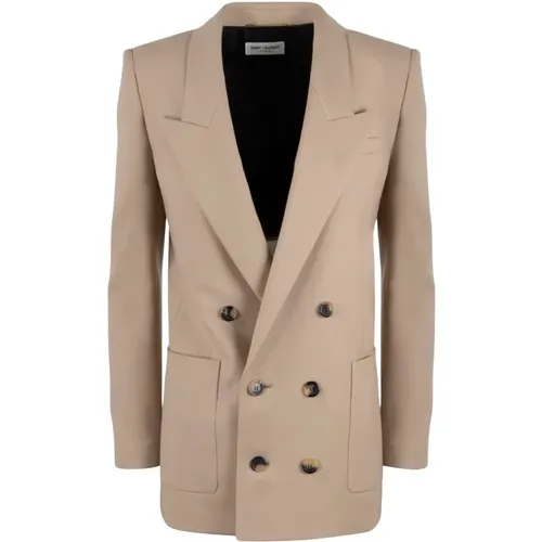 Wollgabardine Doppelreihiger Blazer - Saint Laurent - Modalova