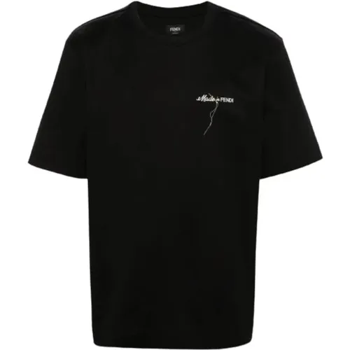 Embroidered Logo T-shirt , male, Sizes: XL, M, 2XL, S, L - Fendi - Modalova