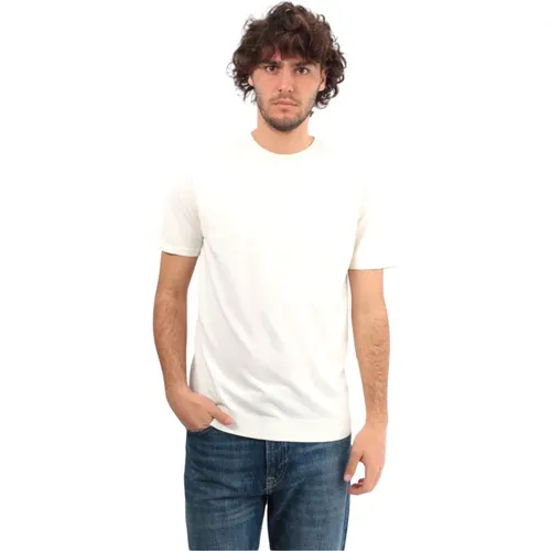 Weißes Kurzarm-Crewneck-Kompakt-Baumwoll-T-Shirt - Daniele Fiesoli - Modalova