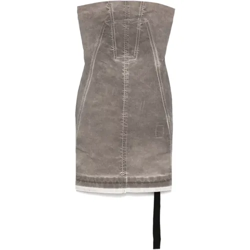 Grey Strapless Dress with Exposed Zip , female, Sizes: M, L, S - Rick Owens - Modalova