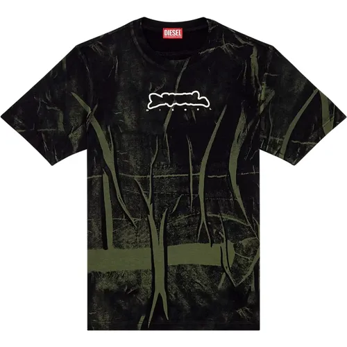 T-Shirt mit Knitter-Effekt-Print,T-Shirts - Diesel - Modalova